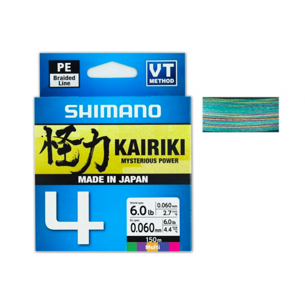 Shimano Kairiki 4 MULTI COLOR pītā aukla 0.10mm 150m 6.8kg