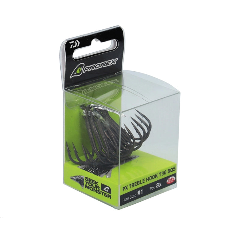 DAIWA Trīsžubura āķi Nr.1 (8 gab.) – Prorex Treble Hook T30 SQS