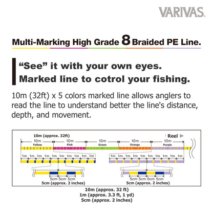 Varivas Multi Color Edition X8 PE #0.8 - 0,148 mm / 150 m pītā PE aukla