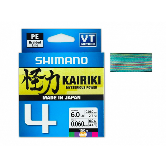 Shimano Kairiki 4 MULTI COLOR pītā aukla 0.20mm 150m 13.8kg