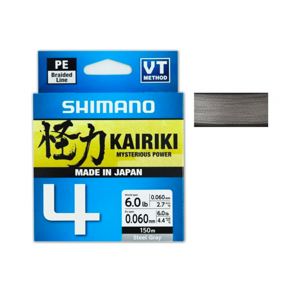 Shimano Kairiki 4 Steel Gray pītā aukla 0.10mm 150m 6.8kg