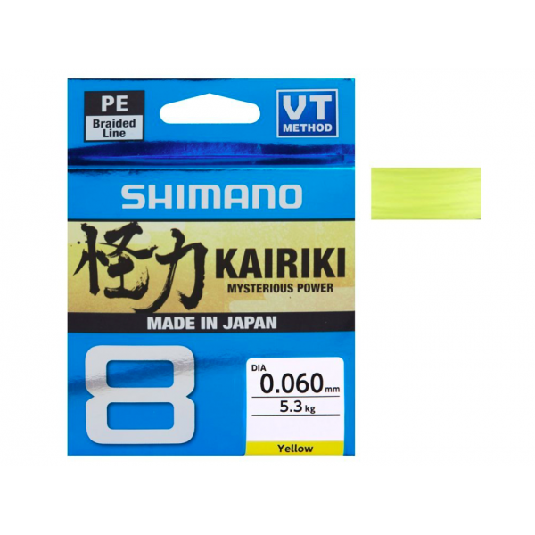 Shimano Kairiki 8 Yellow pītā aukla 0.16mm 150m 10.3kg