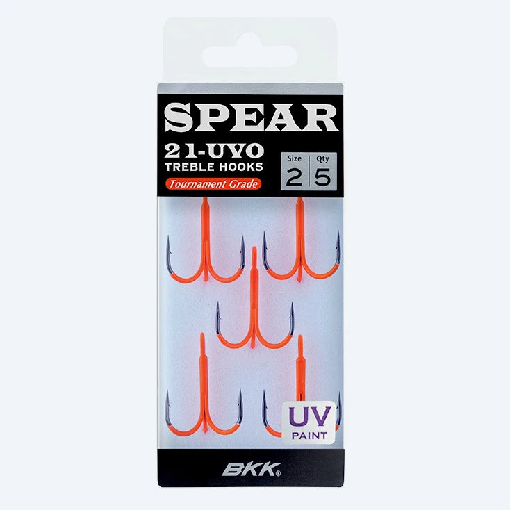 BKK Spear-21 UVO trīsžuburu āķi Orange #4 (6 gab.)