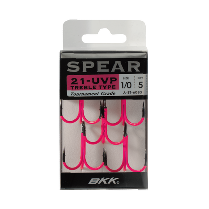 BKK Spear-21 UVP trīsžuburu āķi Pink #8 (7 gab.)