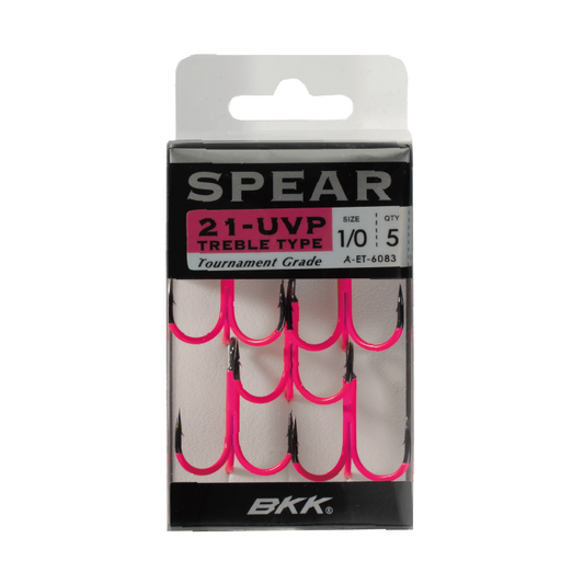 BKK Spear-21 UVP trīsžuburu āķi Pink #12 (7 gab.)