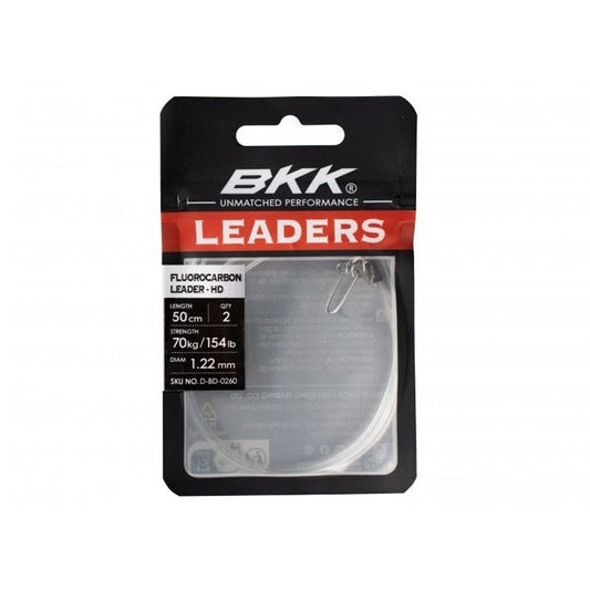BKK Fluorocarbon Leader- HD (Pike Snap) 50cm / 51kg / 1,02mm / / 2vnt. pavadiņa