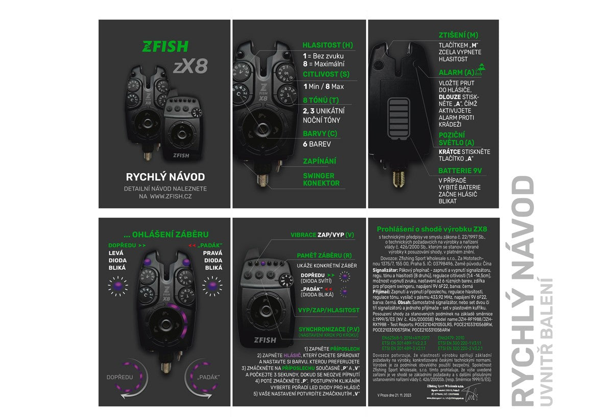 ZFISH Signalizatoru komplekts ZX8 PRO 2+1