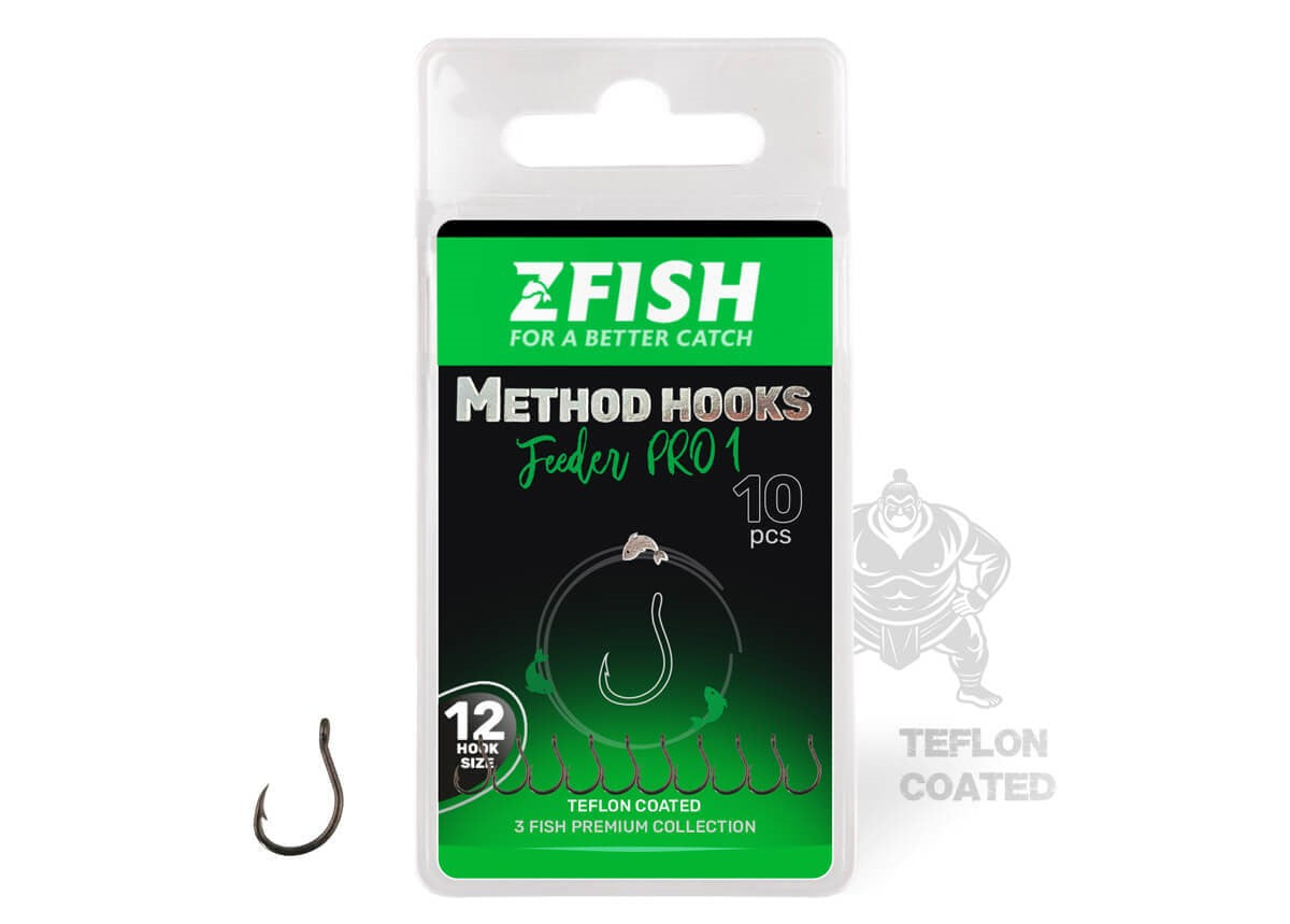 ZFISH Vienžubura Method Feeder āķi ar actiņu Nr.12 (10 gab.)