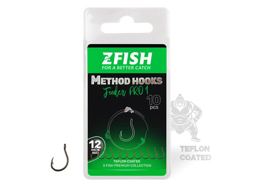 ZFISH Vienžubura Method Feeder āķi ar actiņu Nr.10 (10 gab.)