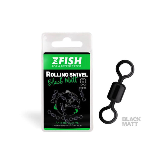 ZFISH Rolling Swivel Black Matt virpuļi Nr.8 / 28 kg (10 gab.)